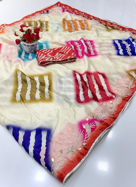 Heavy Silk Saree With Digital Lehriya Print Saree Exporters In India